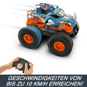Masina de teren radiocomandata Hot Wheels Monster Trucks Rhinomite 112, transformabila in acceleratoare - Img 4