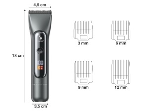 Masina de tuns barba si par Beper P304CAP010, lame titan si ceramica, autonomie 3 ore, LED display - Img 3
