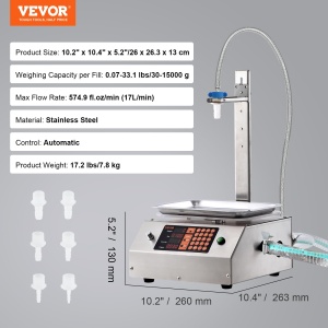 Masina de umplere lichide VEVOR 10L-V2, 17Lmin, materiale sigure, automatizare inteligenta - Img 7