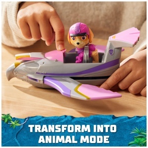 Masinuta de Jucarie PAW PATROL Jungle Pups cu Figurina Skye, Transformabila, pentru Copii 3 - Img 4