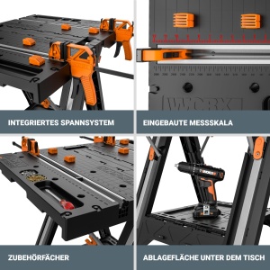 Masuta de lucru multifunctionala WORX Pegasus WX051, capacitate 450 kg, compacta - Img 6