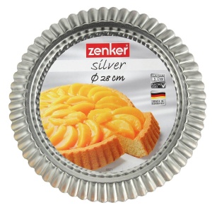 Matrita de tort cu fructe Zenker 28cm, tava de copt pentru placinte delicioase cu fructe, matrita de tabla, potrivita pentru cuptoare electrice si pe gaz, (culoare: argintiu), cantitate: 1 bucata - Img 5