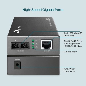 Medienconvertoare TP-Link MC200CM, 2 porturi SC fibra optica, 1 port RJ45, distanta 550m - Img 3