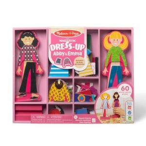 Melissa Doug Set Papusi Magnetice Abby si Emma 56 Piese Lemn Creativitate Copii 3 - Img 3