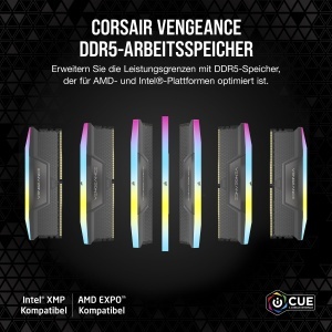 Memorie RAM CORSAIR VENGEANCE RGB DDR5 32GB (2x16GB) 6400MHz Gri - Img 2