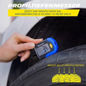 MICHELIN Tester de presiune in anvelope Manometru digital de presiune a aerului Manometru de presiune in anvelope cu indicator de adancime a benzii de rulare pentru anvelope, afisaj LCD, pentru masina, bicicleta, motocicleta, rulota si remorca - Img 4