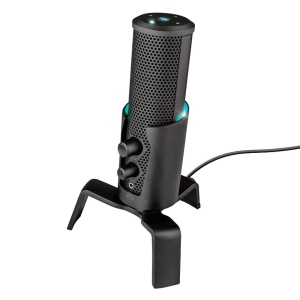 Microfon Trust Gaming GXT 258 Fyru Streaming cu 4 Caracteristici de Inregistrare, Monitorizare Fara Latenta, LED, USB, pentru PC, Laptop, PS4, Podcast, Inregistrare, ASMR, YouTube, Twitch, Studio - Negru