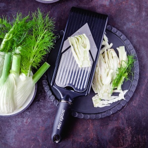 Microplane Feliator de legume reglabil cu lama in V si insertie de lama julienne cu lame din otel inoxidabil, inclusiv protectie pentru degete - Img 9