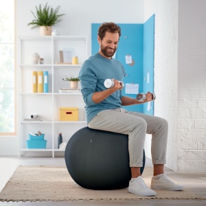 Minge de exercitii Leitz Ergo Cosy 65 cm, culoare gri, cu pompa si husa detasabila - Img 3
