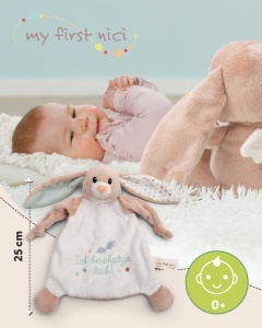 Minge de plus NICI Hase Fjella 25x25cm - roz - Jucarie de plus pentru bebelusi - Img 2
