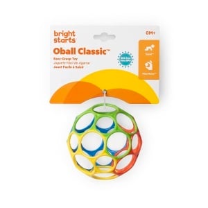 Minge pentru copii Bright Starts Oball Classic, 10 cm, multicolor, usor de curatat - Img 6