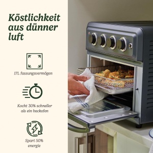 Mini cuptor cu friteuza cu aer Cuisinart | 7 in 1: Prajire, prajire, coacere, gratar, paine prajita, prajire si mentinere calda | 2 setari de caldura, capacitate mare de 17L | 30% mai rapid | Eficient energetic - Img 2