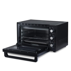 Mini cuptor electric H.Koenig 30L FO30 compact, de sine statator, multifunctional, puternic 1500W, programabil - 6 moduri, 230deg, temporizator 60 min, geam termopan cu usa de sticla, tava de copt antiaderenta - Img 3