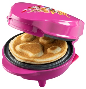 Mini fier de vafe Paw Patrol in designul unic Paw Patrol, pentru petreceri de nastere ale copiilor, Paste si Craciun, inclusiv cos suspendat, dimensiune vafe: O 10cm, produs oficial licentiat, culoare: roz - Img 1