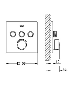 Mischer termostat GROHE Grohtherm SmartControl, 3 cai, design ultraflat, metal - Img 3