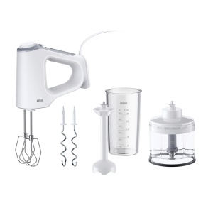 Mixer de mana Braun MultiMix 3, 550W, alb, cu 4 accesorii