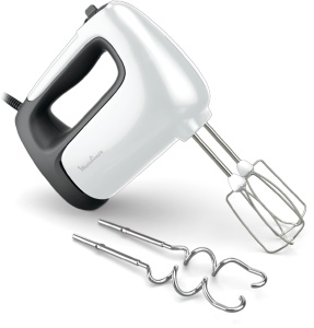 Mixer de mana electric Moulinex, 500 W, 5 viteze, reglare turbo, 2 teluri + 2 carlige de aluat din otel inoxidabil, ideal pentru preparate usoare si groase, Prep'Mix+ HM460110 - Img 1