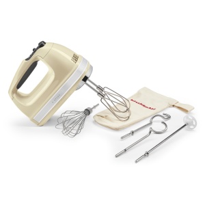 Mixer de mana KitchenAid 9 trepte, 85W, motor DC silentios, culoare Almond Cream