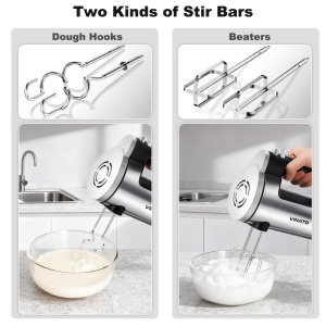 Mixer de mana VINATO 300W 6 trepte viteza 2 teluri si 2 carlige din inox protectie supraincalzire - Img 3
