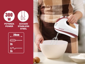 Mixer electric Beper P102SBA101, 300W, 5 viteze, albrosu - Img 2