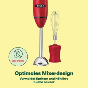 Mixer vertical BELLA 250W accesorii din inox rosu functie de mixare si pasare - Img 4