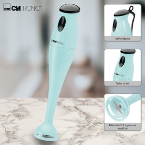 Mixer vertical Clatronic SM 3577, 180W, inox, cu bol de 500 ml, mint-verde - Img 3