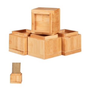 Mobilier Inaltator Relaxdays, Set 4 Piese, 8.5 cm, Bambus Natur