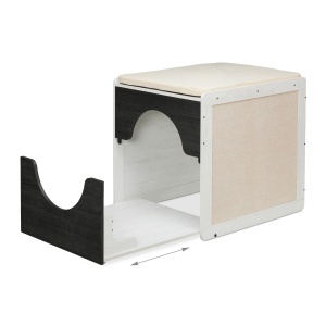 Mobilier pentru pisici Relaxdays, dulap pentru litiera, 57x50x60 cm, albgri - Img 5