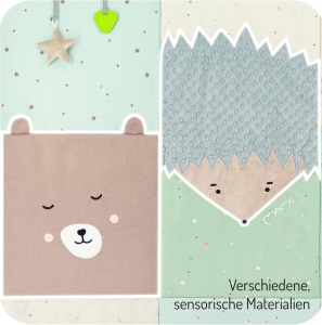 Momi Patchwork Sensorial VOLPI pentru Bebelusi si Copii 120x160 cm Pliabila cu Jucarii Integrate - Img 3