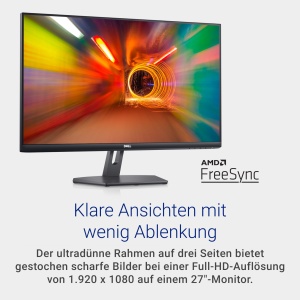 Monitor Dell S2721NX Full HD (1920 x 1080) de 27 inchi, 75 Hz, IPS, 4 ms, AMD FreeSync, cadru ultrasubtire, 2x HDMI, garantie de 3 ani, negru - Img 2