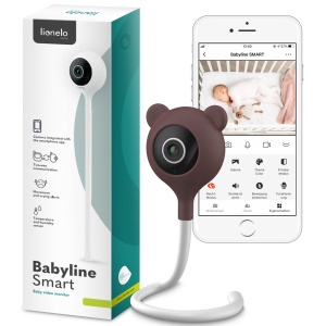 Monitor electronic inteligent pentru bebelusi Lionelo Babyline,Camera pentru bebelusi Wi-Fi,Aplicatie mobila,Detectarea sunetului de miscare,Vizibilitate in intuneric,Senzor de temperatura, Interior 5.3 x 3.3 x 28.5