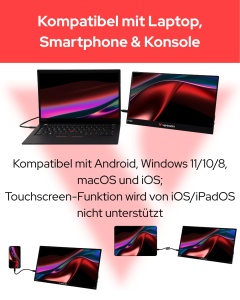 Monitor portabil Verbatim 15,6 Full HD, touchscreen, USB-C - Img 5