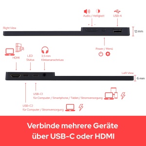 Monitor portabil Verbatim 49591, 35.6 cm (14 inch), Full HD, touchscreen, negru - Img 3
