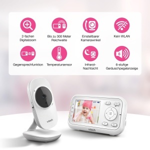 Monitor video pentru bebelusi VTech VM3255, 2.8 LCD, camera ajustabila, sunet clar - Img 2