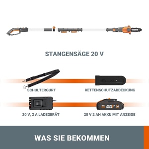 Motofierastrau telescopic WORX WG349E, 20V, cu acumulator si incarcator, design ergonomic - Img 5