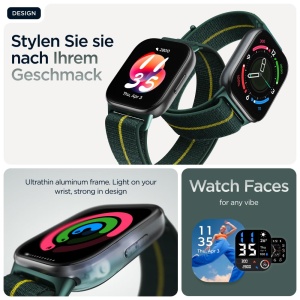 Motorola Moto Watch fit (functii de fitness, control Moto AI, ecran OLED de 1,9", Gorilla Glass 3, IP68, pana la 16 zile de autonomie a bateriei, BT, 32GB/256GB, Android) Trekking Green, in special la - Img 3