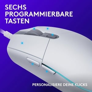 Mouse de gaming Logitech G203, 8000 DPI, RGB, Alb - Img 3