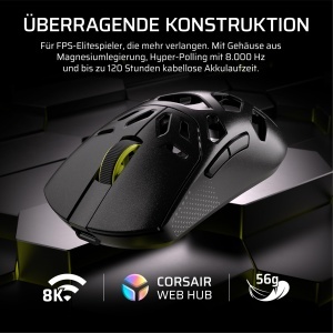 Mouse de gaming wireless Corsair Sabre v2 PRO, 33000 DPI, negru - Img 2