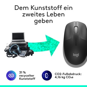 Mouse fara fir Logitech M190 design curbat pentru ambidextr durata de viata a bateriei de 18 luni plus modul de consum redus receptor USB control prec - Img 4