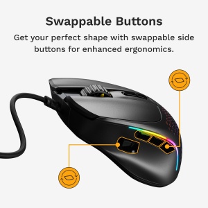 Mouse Gaming Glorious Model I 2 Wired 9 Butoane Programabile Ultrausor 66g Negru - Img 5