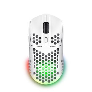 Mouse Gaming Wireless Trust Gaming GXT 929 Helox, Mouse Ultrausor 75g, 80h Utilizare Continua, Receptor Micro USB 2.4GHz, DPI Reglabil (800-4800), 6 Butoane Programabile, Gaming PC MMO - Alb