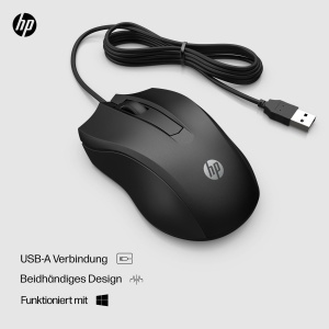 Mouse HP 100 USB 1600 DPI Design ergonomic ambidextru Negru - Img 8