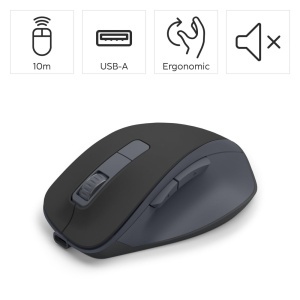 Mouse wireless Hama WM-500 ergonomic fara zgomot de clic 1600 DPI Negru - Img 2