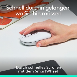 Mouse wireless Logitech POP Bluetooth compact si silentios compatibil cu 3 dispozitive Alb Gri - Img 3