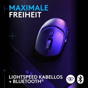 Mouse wireless pentru jocuri Logitech G309 LIGHTSPEED, usor, comutator hibrid LIGHTFORCE, senzor HERO 25K, peste 300 de ore de viata a bateriei cu baterie AA, 6 butoane programabile, PC si Mac - Negru - Img 3