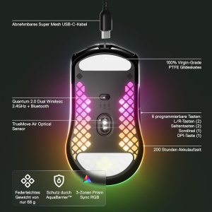 Mouse wireless SteelSeries Aerox 3 - 68g, RGB, design rezistent la apa - Img 4