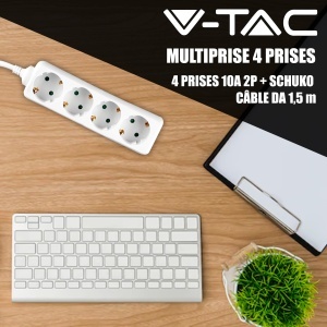 Multipriza V-TAC cu 4 prize Schuko, cablu de 1,5 m, 16 A, alba - Img 10