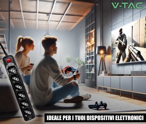 Multipriza V-TAC cu 6 priza, 1.5m cablu, culoare neagra - Img 5
