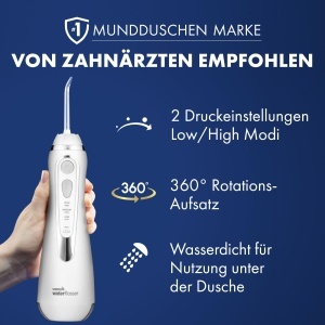 Munddusche Waterpik Cordless Advanced, 99,9 eliminare placa, 4 capete, alb - Img 5
