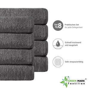 NatureMark, pachet de 8 prosoape, set de prosoape, 50 x 100 cm, gri antracit, 100% bumbac - Img 4